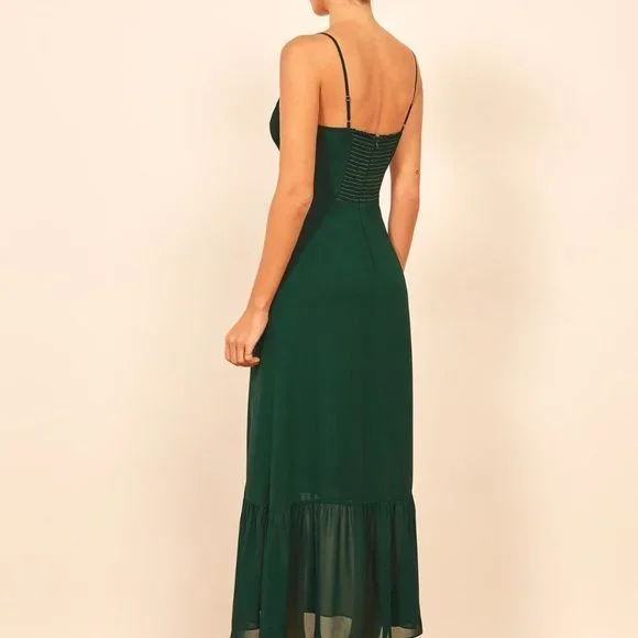 Reformation Emersyn Dress in Emerald *NEW* - Picture 3 of 6